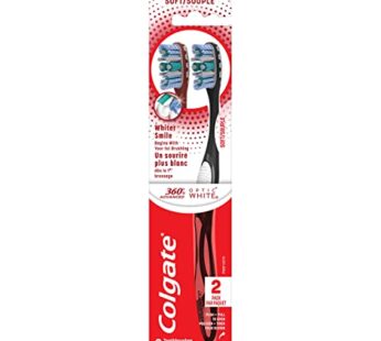 Colgate 360 Advanced Optic White Toothbrush, Soft, 2 Count