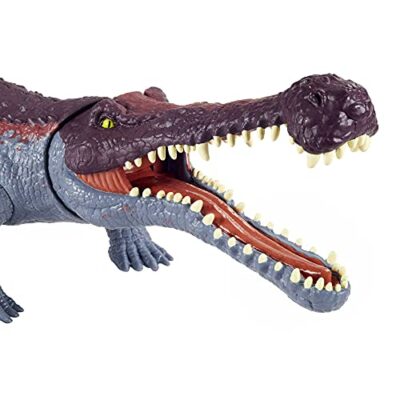 Mattel Jurassic World Massive Biters Sarcosuchus Larger-Species Dinosaur Action Figure, Ta - Image 2