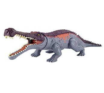 Mattel Jurassic World Massive Biters Sarcosuchus Larger-Species Dinosaur Action Figure, Ta