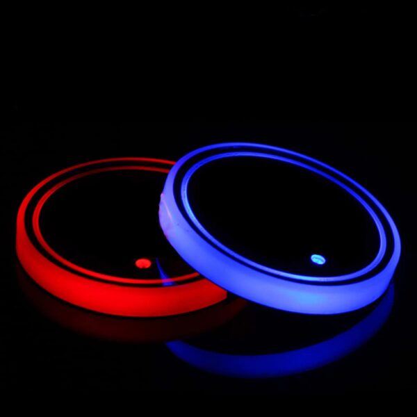 Dalimo Led Cup Holder Lights, 2 Pieces Car Cup Holder led Lights with 7 Colors USB Chargin