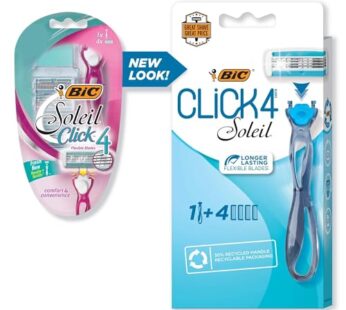 BIC Soleil Bella Click Women’s 4-Blade Disposable Razor, 1 Handle and 4 Cartridges