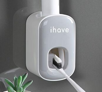 iHave Toothpaste Dispenser Wall Mount for Bathroom Automatic Toothpaste Squeezer (Grey)