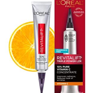 L’Oreal Paris Revitalift 10% Pure Vitamin C Face Serum, Brighter Skin, Reduced Wrinkles, F