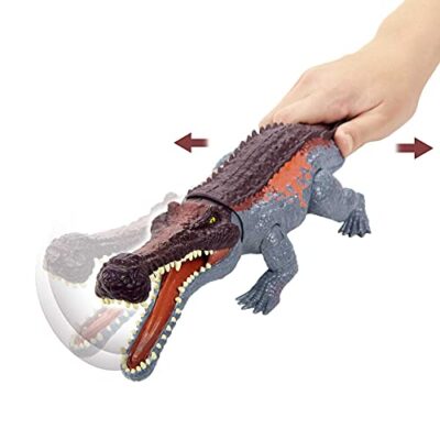 Mattel Jurassic World Massive Biters Sarcosuchus Larger-Species Dinosaur Action Figure, Ta - Image 5