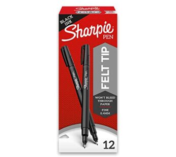 Sharpie Plastic Point Pen, 12-Count (Fine Point, Black)