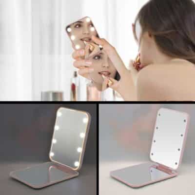 Milishow Compact Mirror, 1x/3x Magnifying LED Pocket Mirror, Small Lighted Travel Makeup M - Image 5