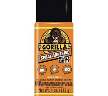 Gorilla Heavy Duty Spray Adhesive, Multipurpose and Repositionable, 4 Ounce, Clear, (Pack