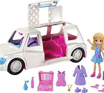 Polly Pocket Vehicle Toy with 3-inch Doll & 14 Fashion Accessories, Arrive In Style Limo P