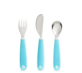 Munchkin Raise Toddler Fork, Knife & Spoon Set, Blue