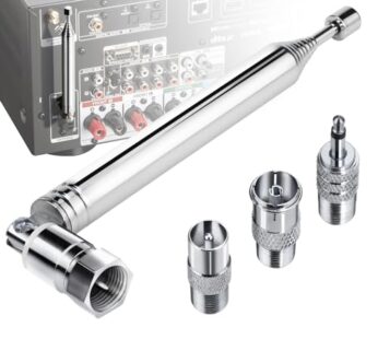 FM Radio Antenna, Ancable Indoor FM Telescopic Antenna 75 Ohm F Type Male Plug Connector w