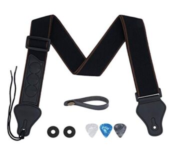 tifanso Guitar Strap, Soft Cotton Straps With 3 Pick Holders, Strap Button Headstock Adapt