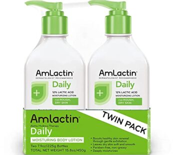 AmLactin Daily Moisturizing Lotion for Dry Skin   7.9 oz Pump Bottles (Twin Pack)   2-in-1