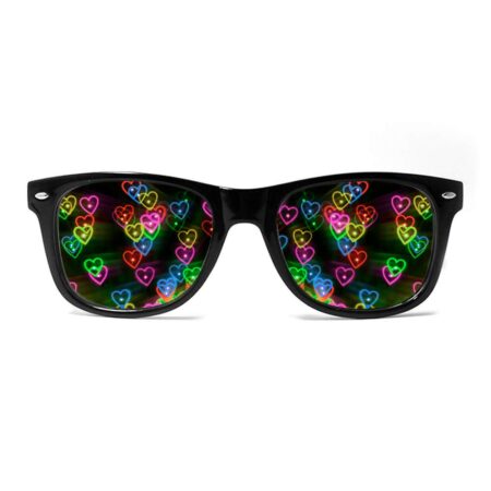 Ultimate Diffraction Glasses - 3D Rainbow Heart Effect with Black Frames - Great Edm, Conc