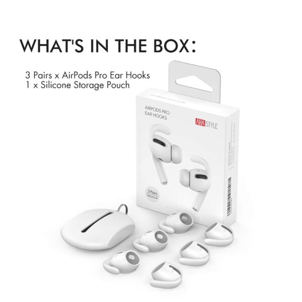 AhaStyle 3 Pairs AirPods Pro Ear Hooks Covers [Added Storage Pouch] Anti-Slip Ear Covers A - Image 7