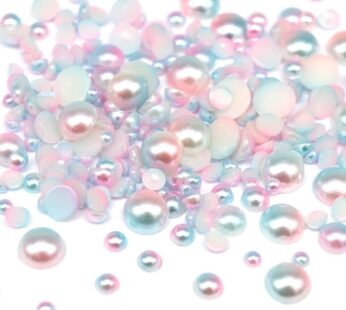 1100pcs Abs Gradient Imitation Pearls Half Round Pearls Assorted Mixed Sizes 3/4/5/6/8mm F