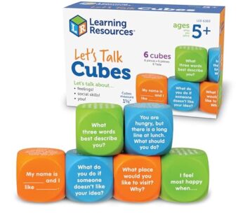 Learning Resources Let’s Talk! Cubes, 6 Cubes with 36 Prompts, Ages 5+,Conversation Cubes,