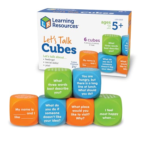 Learning Resources Let's Talk! Cubes, 6 Cubes with 36 Prompts, Ages 5+,Conversation Cubes,