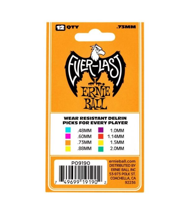 Ernie Ball Everlast Guitar Picks, Orange .73mm, 12-pack (P09190) - Image 3