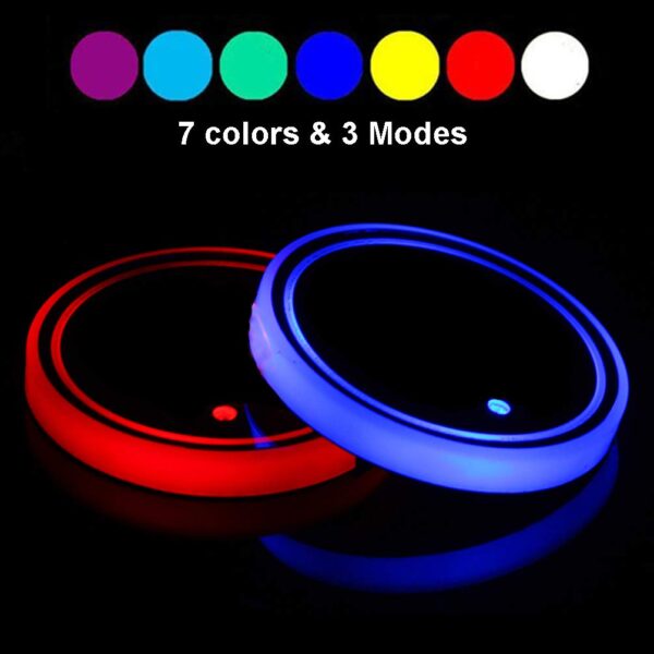 Dalimo Led Cup Holder Lights, 2 Pieces Car Cup Holder led Lights with 7 Colors USB Chargin - Image 6