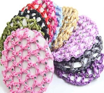 6Pcs Rhinestone Bun Cover Crochet Snood Hair Net Hair Accessories for Women Girls Ballet D