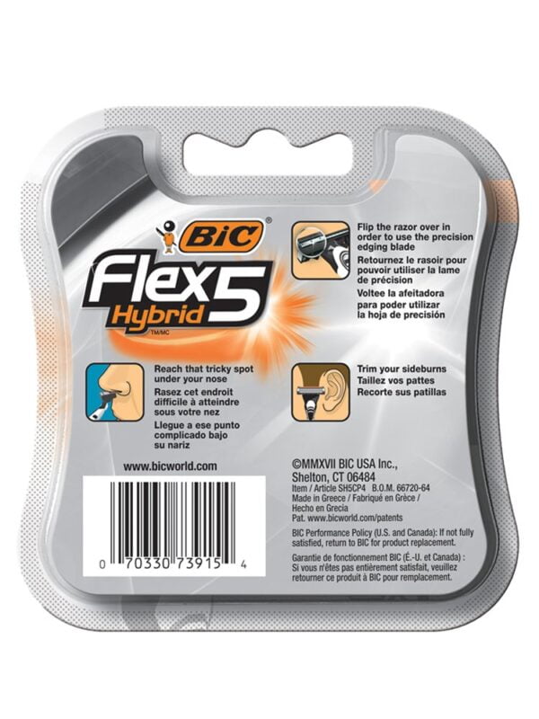 BIC Flex5 Hybrid 5 Blade Razor Refills, 4 Count - Image 3