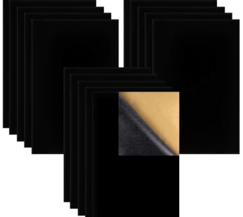 Thyores 15PCS Self Adhesive Felt Fabric, Black Soft Velvet Drawer Liner, DIY Velvet Fabric