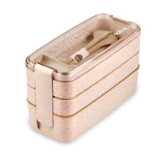 Bento Adults Lunch Box, Iteryn Stackable Bento Box, 3-In-1 Compartment – Wheat Straw, Leak