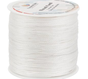 PH PandaHall 0.5mm Waxed Cord, 116 Yards White Round Waxed Polyester Cord Thread Beading S