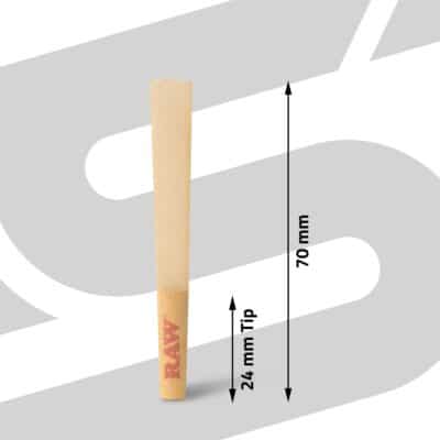 RAW Cones Classic Single Size 70/24 | 100 Cone Pack | Shorter than 1 1/4 | Mini Preroll to - Image 3