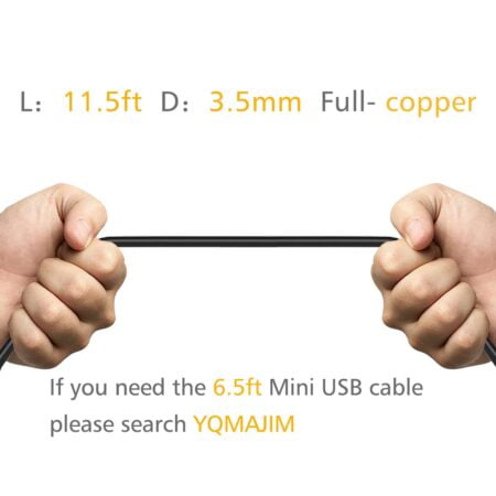 YQMAJIM Charging Power Cable for Dash Cam, (11.5 Ft) USB 2.0 to Mini USB Car Vehicle Power - Image 5