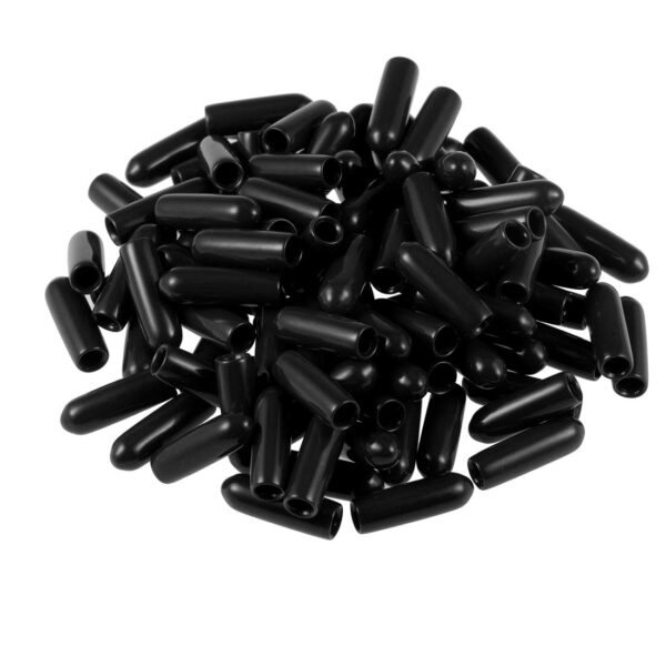 uxcell 100pcs Rubber End Caps 3mm ID Vinyl Round Tube Bolt Cap Cover Screw Thread Protecto