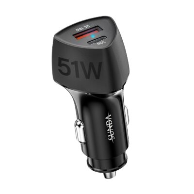 SUNDA USB C Fast Car Charger 51W Dual Ports PD 30W&QC 3.0, Cell Phone Automobile Chargers,