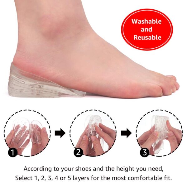 Dr.Foot Adjustable 5-Layer Height Increase Insoles, Silicone Heel Cushion Inserts for Men - Image 4