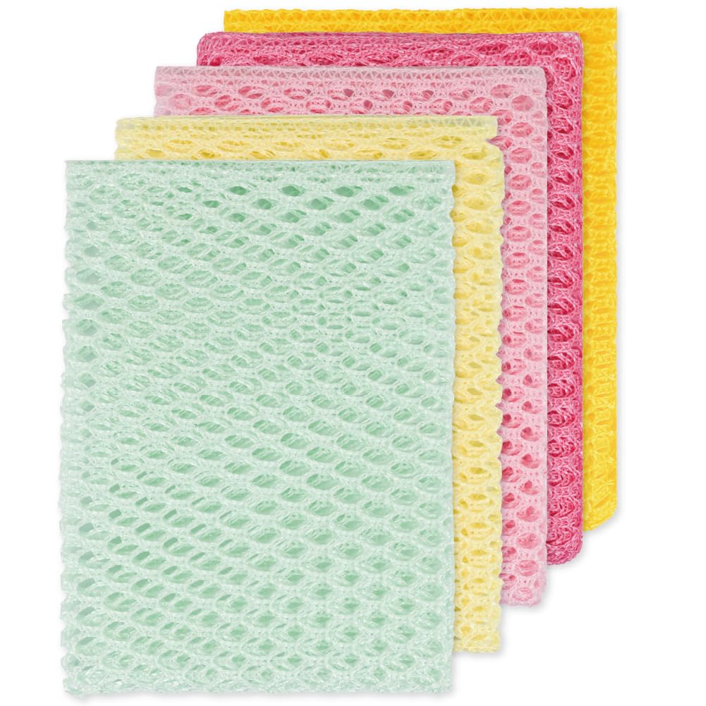 Olivia tree 5PCS Innovative Dish Washing Net Cloths,Scourer, Quick Dry,Perfect Scrubber fo