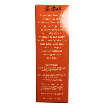 TRADER JOES 100% Organic ARGAN OIL 1.7 Oz - A Lightweight Oil That Moisturizes Skin, Hair - Image 4