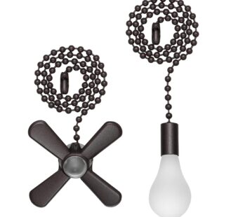 Ceiling Fan Pull Extension Chain with Easily Identifiable Light and Fan Cord (Basic 12 inc