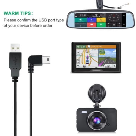 YQMAJIM Charging Power Cable for Dash Cam, (11.5 Ft) USB 2.0 to Mini USB Car Vehicle Power - Image 2