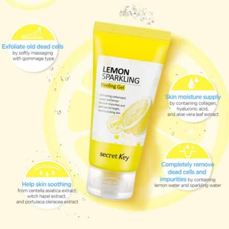 SECRET KEY Lemon Sparkling Peeling Gel, Deep Cleansing, Exfoliation, Skin Moisturization, - Image 5