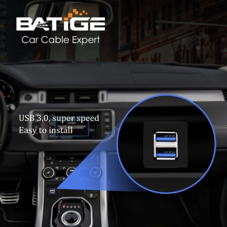 BATIGE Dual Ports Square USB 3.0 Panel Flush Mount Extension Cable with Buckle for Car Tru - Image 3