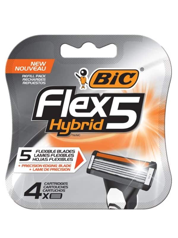 BIC Flex5 Hybrid 5 Blade Razor Refills, 4 Count