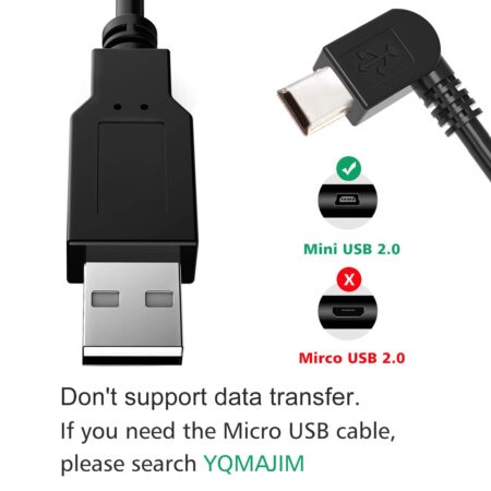 YQMAJIM Charging Power Cable for Dash Cam, (11.5 Ft) USB 2.0 to Mini USB Car Vehicle Power - Image 3