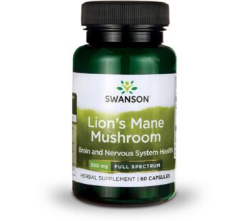 Swanson Lion’s Mane Mushroom Capsules – 500 mg Each, 60 Capsules – Herbal Supplement Suppo