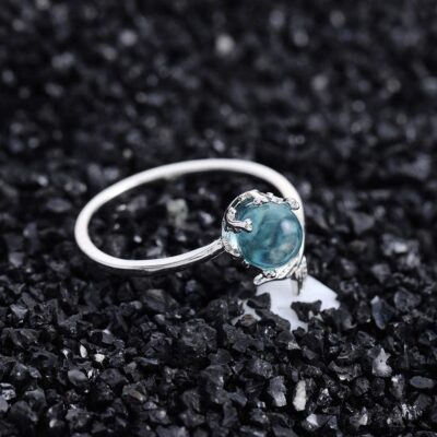 GRAEEN Crystal Mermaid Rings Adjustable Open Ring Fish Tail Band Ring Silver Eternity Ring - Image 5