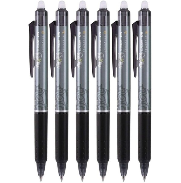 PILOT FriXion Ball Clicker Erasable Gel Ink Retractable Pen, Extra Fine Point, 0.5mm, 6 Co