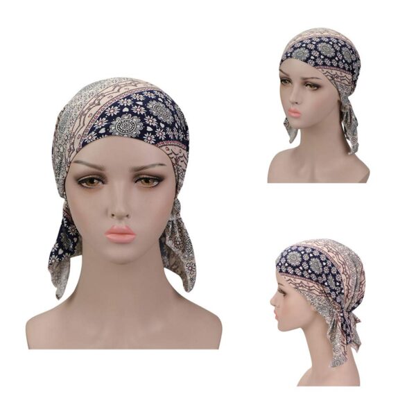 Pre Tied Chemo Head Scarf 3 Packed Beanie Skull Cover Cap for Women (Set1) - Image 5