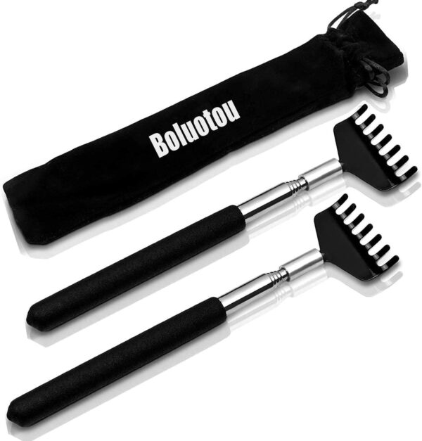 2 Pack Portable Extendable Back Scratcher, Kuvvfe Stainless Steel Telescoping Back Scratch - Image 2
