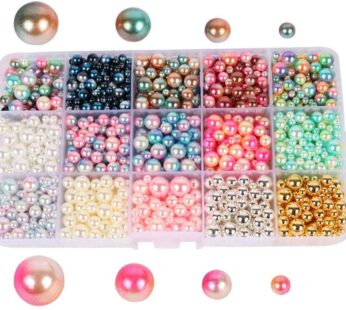 Beads 1140pcs/lot Mix Rainbow Gradient Color Round 4/6/8/10mm Imitation Pearl No Holes for