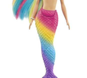 Barbie Dreamtopia Doll, Rainbow Magic Mermaid with Rainbow Hair and Blue Eyes, Water-Activ