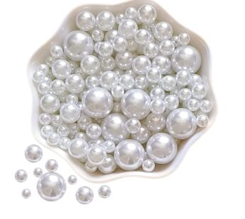 Lifestyle-cat 4 Size 330pcs Assorted Pearls Beads No Holes White Pearls Beads 5mm, 6mm, 8m