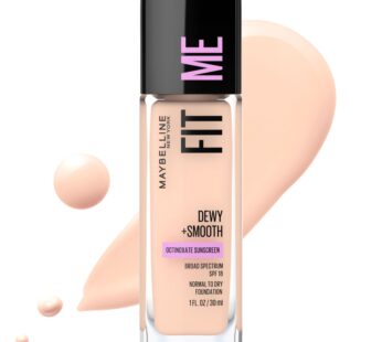 Maybelline Fit Me Dewy + Smooth Liquid Foundation Makeup, Fair Ivory, 1 Count (Packaging M